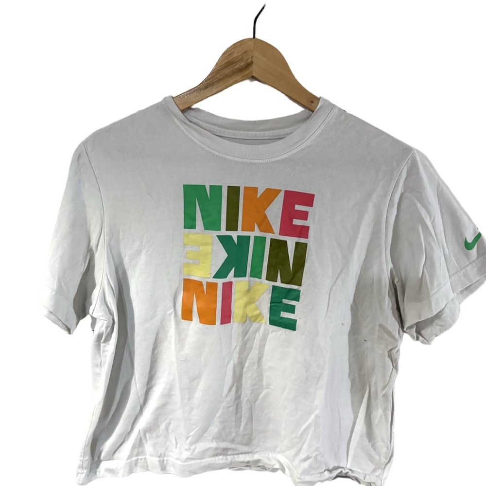 Nike White Tee with Colorful Nike designs